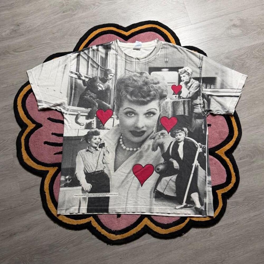 Vintage 90’s I Love Lucy All Over Print Graphic Promo T-shirt Size 2XL White